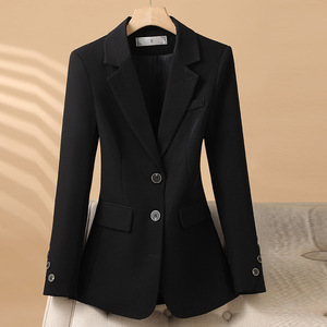 Women's Blazer Orange Solid Color Polyester Anti-Wrinkle Slim Fit Professional Suit Jacket Autumn Winter 2024 - Product Image 2