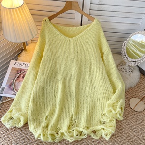 Blouse longue rétro en maille ajourée, <span class=keywords><strong>col</strong></span> en <span class=keywords><strong>V</strong></span>, ample, pour <span class=keywords><strong>femme</strong></span>, protection solaire - Product Image 2