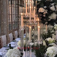Porte-bougie en acrylique transparent, candélabre de mariage, centre de table, chandelier, support à fleurs pour décoration de fête et de mariage
