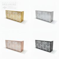 Comptoir de bar rectangulaire en métal argenté de haute qualité avec plateau en verre pour événements modernes, mariages, locations, vente en gros directe usine