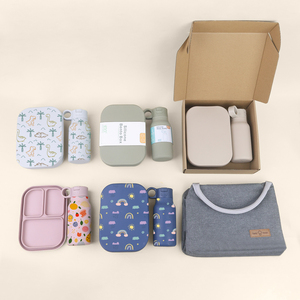 Sinh thái thân thiện 3 ngăn chia lò vi sóng an toàn BPA Free Silicone Bento Hộp Ăn Trưa trẻ em thiết lập cho học sinh trung học - Product Image 3