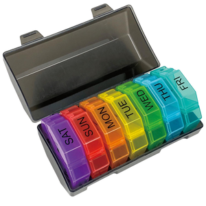 7-Day <b>Mini</b> Portable Plastic Pill Organizer 28 Partitions New Weekly Medicine <b>Storage</b> <b>Box</b> 4 Times Day Usage Healthy Option - Product Image 1
