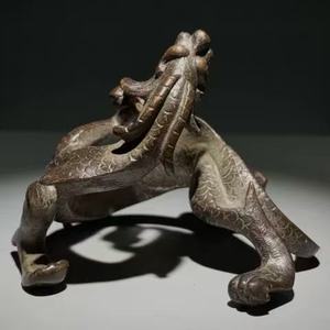 Vintage Metalen Draak Mythisch Beest Ornament, Chinese Traditionele Kunstsculptuur, Uniek Verzamelobject Voor Studie En Kantoor - Product Image 2