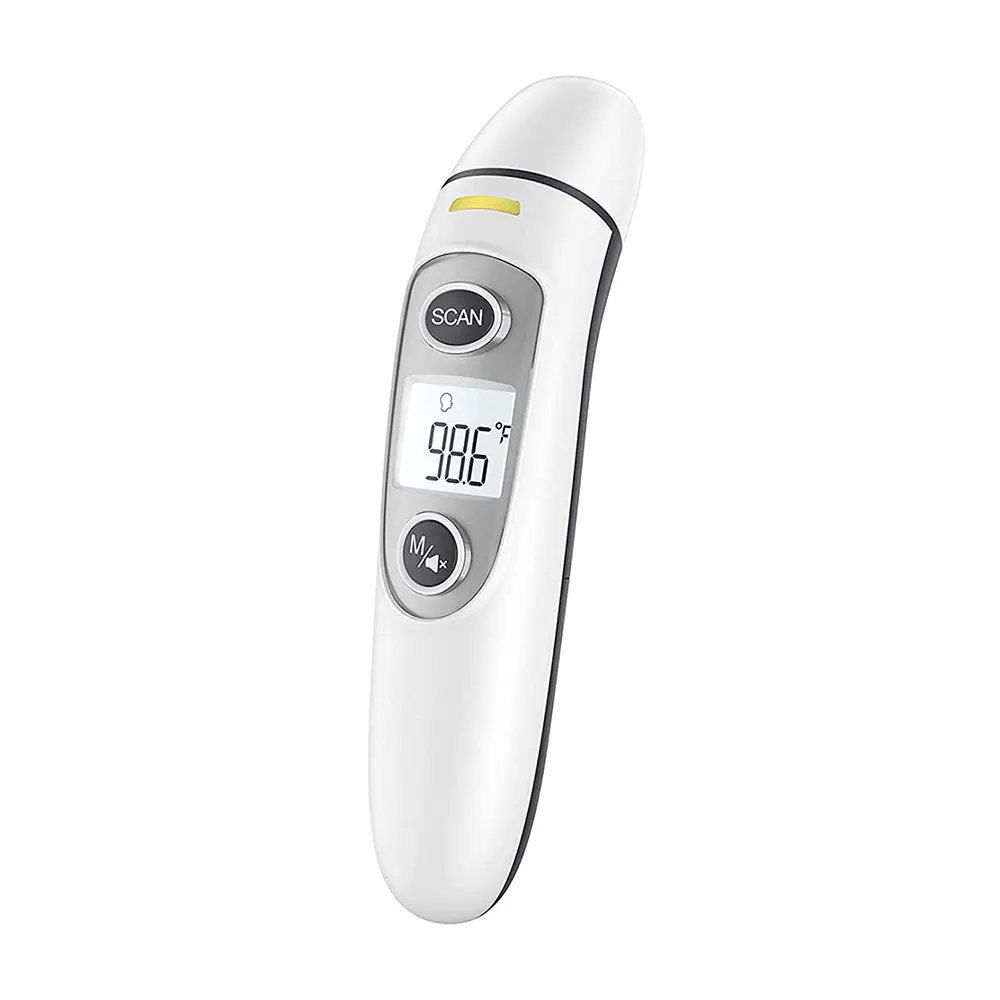 Hoge Kwaliteit Nauwkeurige Een Seconde Lezen Koorts Waarschuwing Wit Backlight Voorhoofd Oor Infrarood Thermometer Voor Volwassen Baby