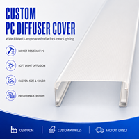 Cache diffuseur PC anti-jaunissement personnalisé, profilé en polycarbonate nervuré résistant aux chocs pour éclairage linéaire LED OEM ODM