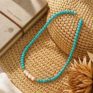 Collar Bohemio de Turquesa, Gargantilla de Perlas de Agua Dulce, Cadena de Cuentas de Piedra Natural, Joyería Étnica Tribal para Mujer, Regalo - Product Image 2