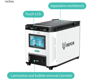 Machine de suppression de bulles de laminage 5-en-1 REFOX FM40 avec pompe à vide intégrée et compresseur d'air pour réparation d'écrans LCD de téléphones mobiles incurvés