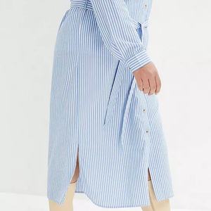 Robes chemises maxi amples à manches longues, imprimées à rayures, sur mesure, pour fabricants de vêtements - Product Image 5