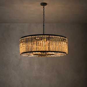 Lustre en cristal transparent à prismes, luminaire suspendu pour table à manger de ferme, plafond haut, décoration intérieure - Product Image 2