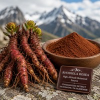 Poudre d'extrait de Rhodiola Rosea de qualité alimentaire naturelle, 3% de Rosavines et 1% de Salidroside, emballée sous vide