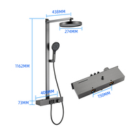Vente en gros de pommeau de douche pour salle de bain Ensemble de douche en laiton gris pistolet Robinet de douche mural avec affichage LED Système de pommeau de douche pour salle de bain