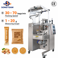 Machine d'emballage automatique verticale pour sachets de liquides, chocolat, sauce caramel, pâte d'arachide, beurre de cacahuète