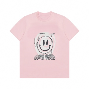 T-shirt décontracté blanc à col rond et manches courtes pour femme, respirant, avec logo imprimé rose, idéal pour l'été et le quotidien – Nouveauté Dropshipping - Product Image 1