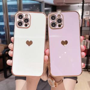 Ins เคสโทรศัพท์ลายหัวใจรักแบบ Electroplated,เคสกันกระแทกด้านหลังสำหรับ <span class=keywords><strong>iPhone</strong></span> 11 12 13 Pro Max XS X XR 7 8 Plus Mini <span class=keywords><strong>SE</strong></span> <span class=keywords><strong>2022</strong></span> - Product Image 4
