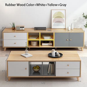 Présentoir <span class=keywords><strong>et</strong></span> rangement en bois de haute qualité, 2 tiroirs <span class=keywords><strong>et</strong></span> 2 portes, <span class=keywords><strong>meuble</strong></span> <span class=keywords><strong>TV</strong></span> avec pieds en bois pour meubles de salon - Product Image 6