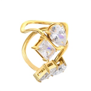 Custom Personalized Jewelry <b>Crystal</b> <b>Ring</b> Gold Plated Stainless Steel Geometric Zircon Charm <b>Rings</b> for Women - Product Image 1