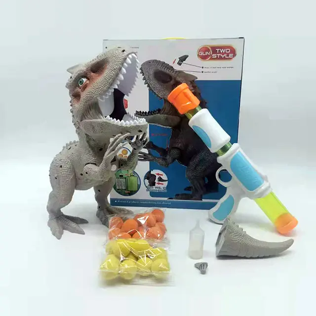 Kabut Semprot Mainan Dinosaurus Set, Mainan Menembak untuk Anak-anak Monitor Skor Digital dengan Pompa Udara