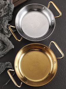 Estilo coreano espanhol marisco <span class=keywords><strong>paella</strong></span> pote aço inoxidável malho tripé álcool fogão duplo-orelha quente pote marisco pote