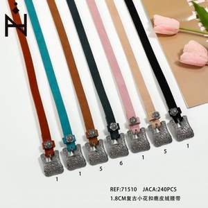 Cinturón de Gamuza con Hebilla Floral Retro de 1.8 cm para Mujer, Cinturón de Moda - Product Image 3