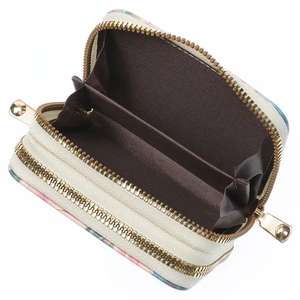 Cartera de Mujer, Portátil, Corta, con Doble Cremallera, Diseño Floral, para Guardar Tarjetas, de Cuero Sintético, para Uso Diario - Product Image 5