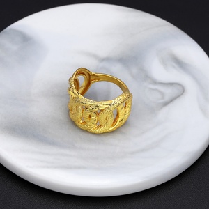 Jxx Fashion 24K Gold Plated Brass <b>Rings</b> Minimalist <b>Chunky</b> Geometric Texture Waterproof Ocean Wave Classic Wholesale Jewelry - Product Image 2