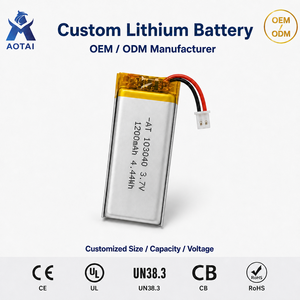 Batterie polymère au lithium personnalisée 103040 3.7V 1200mAh, cellule rechargeable en pochette PCM JST OEM, vente en gros pour haut-parleur Bluetooth - Product Image 1