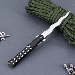 Coltello Tascabile Pieghevole con Lama Curva in Acciaio Inox Personalizzato per Campeggio, Sopravvivenza, Caccia, Fai-da-Te, Disponibile OEM - Product Image 2