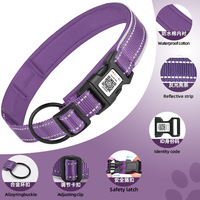 Collier pour chien en cuir véritable réfléchissant, durable, de qualité supérieure, personnalisé OEM, luxueux, moderne et simple, avec étiquette d'identification à code QR.