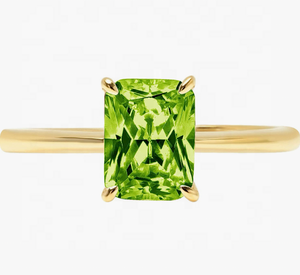Anello di design classico alla moda con pietra gemma peridota verde impeccabile taglio radiante <span class=keywords><strong>solitario</strong></span> 4-polo per feste di fidanzamento - Product Image 4