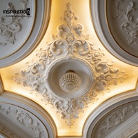 Médaillon de plafond en fibre de verre, fourniture directe usine, matériau GRG haute résistance, rosette en plâtre ornée pour la décoration de villas et hôtels de luxe