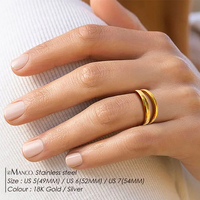Bagues Ouvertes Classiques EMANCO pour Femmes, Double Couche, Ajustables, en Acier Inoxydable, Bijoux Géométriques de Mariage