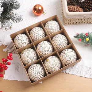 8cm Glitter schiuma peluche di natale sfera fatta a mano Festival decorazioni 3 pezzi appesi forniture per albero di natale