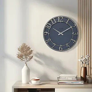 Темно-синие металлические настенные часы в современном стиле железные кварцевые часы 14 дюймов абстрактные иглы дисплей офисные Декор часы