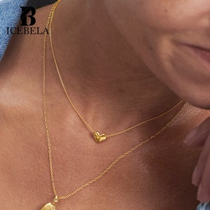 Venta al por mayor de moda coreana única de plata 925 cadenas personalizadas 18K chapado en oro joyería fina corazón cadena colgante collares para mujeres - Product Image 5