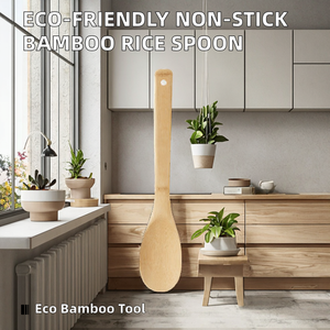 Green Bamboo Healthy Environmentally Friendly Rice Paddle <b>Set</b> Non-stick Cookware <b>Kitchen</b> <b>Accessories</b> Spoon for Rest - Product Image 2