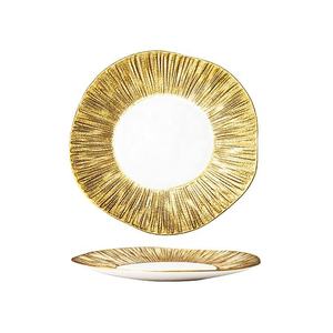 <span class=keywords><strong>Elegante</strong></span> y lujoso plato de cerámica chapado en oro para aperitivos, ensaladas, postres, pastas y pastas para hotel, restaurante o comedor, Platos y platos - Product Image 6