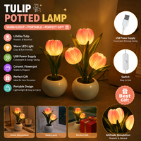 Lampu Bunga Tulip Buatan USB LED Lampu Malam Pot Bunga Lampu Meja Dekorasi Rumah Kamar Tidur Pesta Hadiah