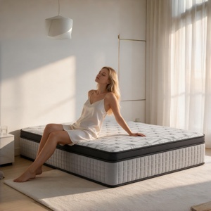 Matelas à ressorts ensachés moderne double 10 pouces avec isolation des mouvements et ressorts de soutien pour chambre à coucher et mobilier de maison - Product Image 1
