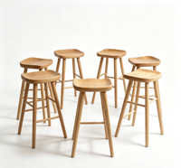 Tabouret de bar en bois de chêne massif, style nordique minimaliste, siège ergonomique incurvé, hauteur de comptoir, chaise de bar en bois pour îlot de cuisine à domicile