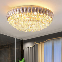 Plafonnier LED de luxe nordique à montage en surface, en cristal rond, pour salon