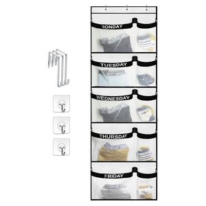 Organisateur de vêtements à suspendre sur la porte, pour l'organisation hebdomadaire des vêtements d'enfants, du lundi au vendredi, par jour de la semaine, pour l'école - Product Image 1