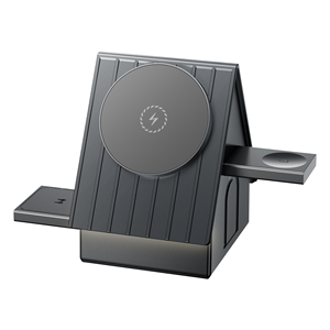 Chargeur sans fil magnétique <span class=keywords><strong>3</strong></span>-en-1 à <span class=keywords><strong>commande</strong></span> <span class=keywords><strong>tactile</strong></span> 15W, design maison avec veilleuse chaude pour téléphone, montre et écouteurs, logo personnalisé OEM - Product Image 1