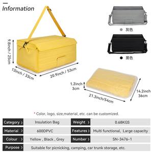 Grand sac isotherme 600D PVC, glacière thermique 43L pour pique-nique, courses, <span class=keywords><strong>camping</strong></span>, coffre de voiture, BSCI ISO9001 - Product Image 6