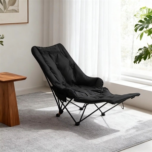 Chaise de jardin pliable en tissu Oxford avec repose-jambes rembourré pour usage extérieur, couleurs beige et vert, style décontracté et contemporain - Product Image 4