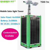 Tour d'éclairage photovoltaïque LED solaire blanche personnalisée sur remorque, mât de levage de 7 m pour opération minière