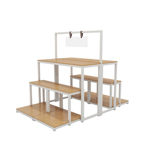 RD Promotional Rack Solid Shelf Light Duty Stable Supermarket Display Stand Black And Yellow Wood Grain - Product Image 3