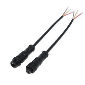 M12 impermeable IP67 18AWG Cable <span class=keywords><strong>de</strong></span> alimentación 10A cobre macho/hembra enchufe <span class=keywords><strong>de</strong></span> 3 pines con carcasa <span class=keywords><strong>de</strong></span> PC <span class=keywords><strong>de</strong></span> tornillo <span class=keywords><strong>de</strong></span> Metal para tiras LED - Product Image 1