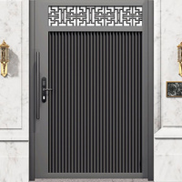 Puerta Automática Eléctrica Contra Huracanes, Marco de Doble Aleación de Aluminio y Acero, Resistente a Huracanes, para Uso en Exteriores, Villas, Apartamentos y Escuelas