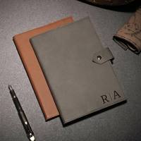 Laser-Lederimitat-Notizbuchhüllen, Reise-Notizbuch-Portfolio aus braunem Leder mit Verschluss, Laser-Journal