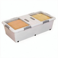 Bac de rangement rectangulaire moderne de luxe sous lit avec roulettes, grande capacité >35L, en PP écologique, anti-poussière, avec couvercle transparent pour l'organisation